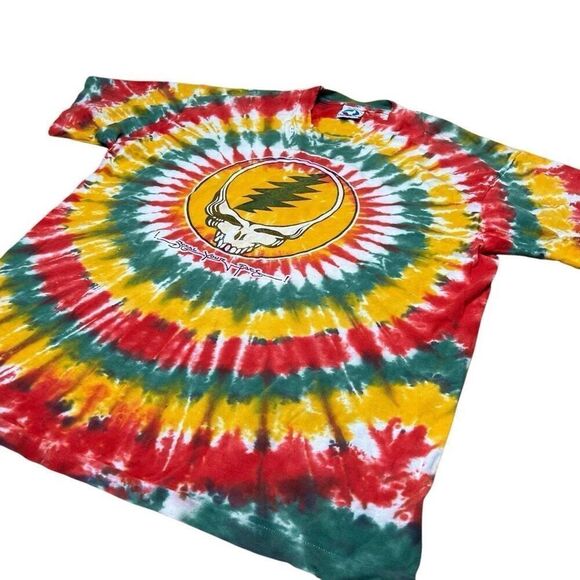 Vintage 80s Grateful Dead Steal Your Face Tie Dye Liquid Blue Single Stitch Shir - Picture 2 of 12